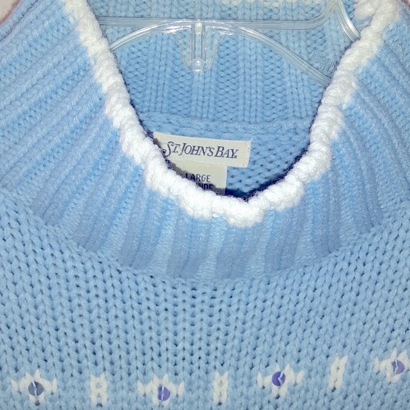 Snowflake Sparkly Knit Pullover Sweater Size L - Picture 4 of 5